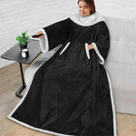 Wearable Blanket Sherpa Fleece Sleeves & Foot Pocket