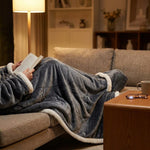 Wearable Blanket Sherpa Fleece Sleeves & Foot Pocket