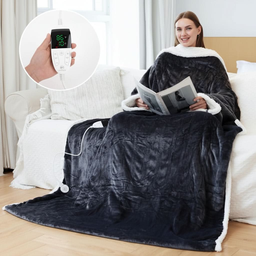Wearable Blanket Sherpa Fleece Sleeves & Foot Pocket