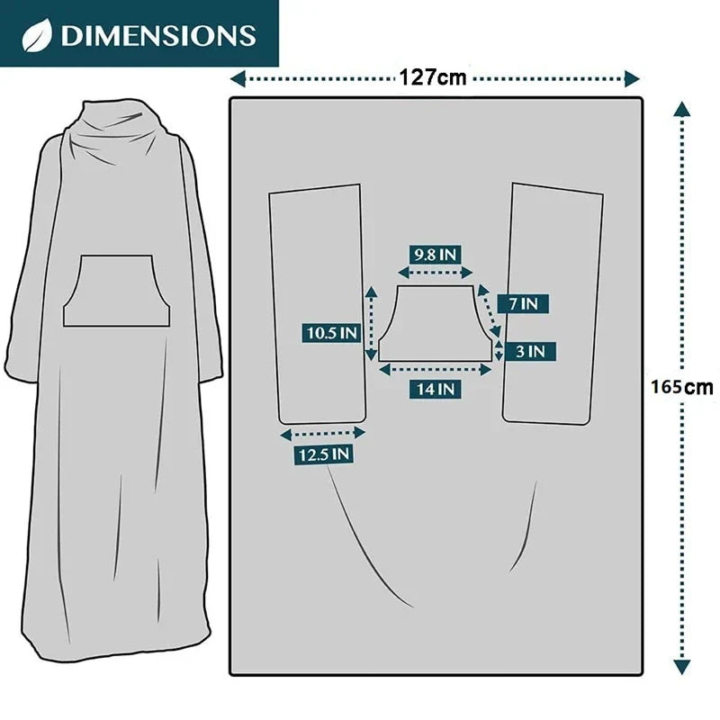 Wearable Blanket Sherpa Fleece Sleeves & Foot Pocket