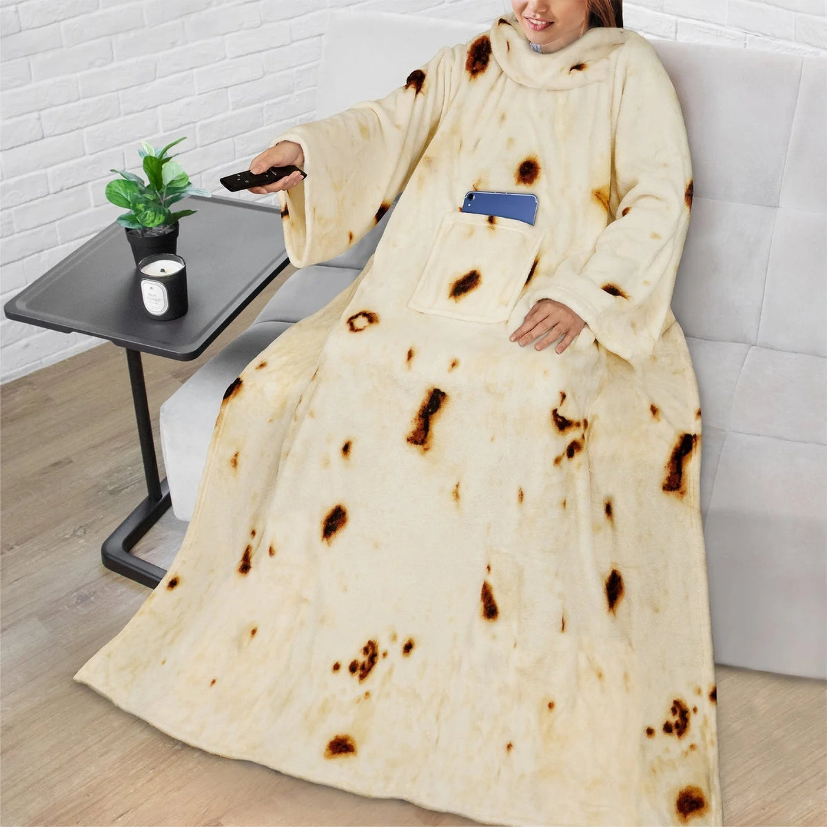 Wearable Fleece Blanket Oversized With Sleeves & Front Pocket