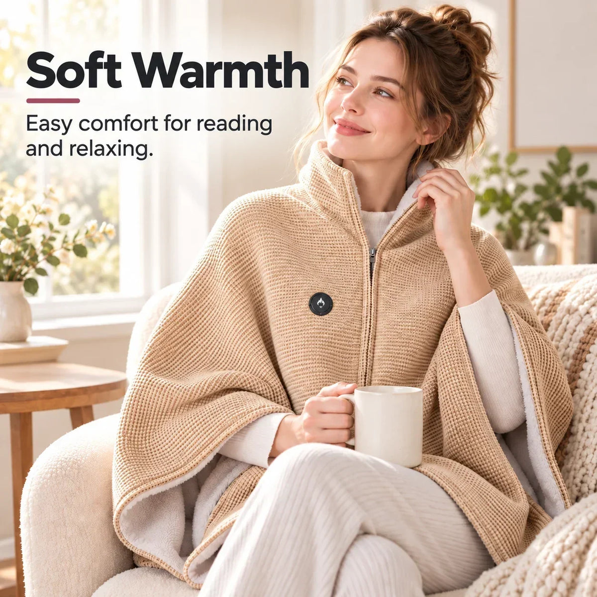 Wearable Heated Blanket USB Powered 3 Heat Settings Hands-Free Comfort