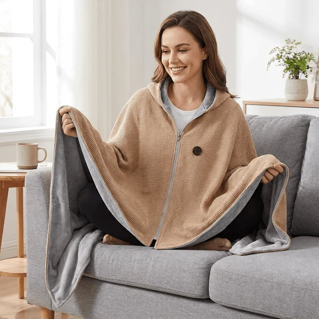 Wearable Heated Blanket USB-Powered Three Heat Levels Zipper Closure
