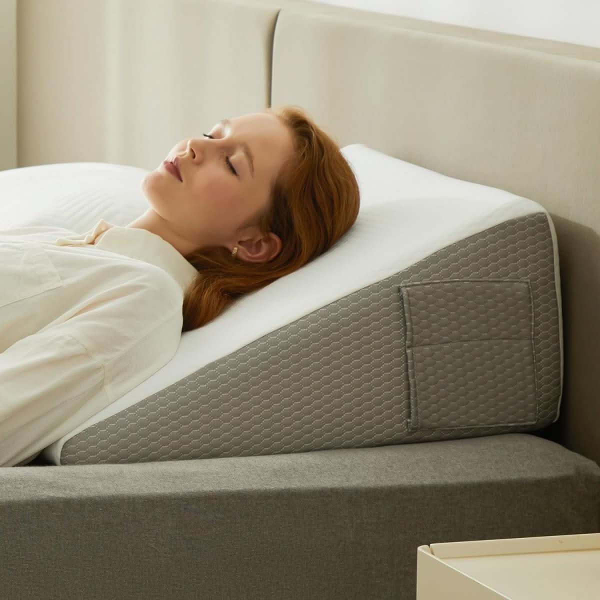 Wedge Pillow Memory Foam Removable Washable Cover Non-Slip Base
