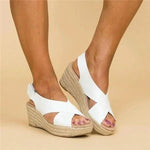 Wedge Sandals Genuine Leather Orthopedic Footbed Adjustable Cross Straps