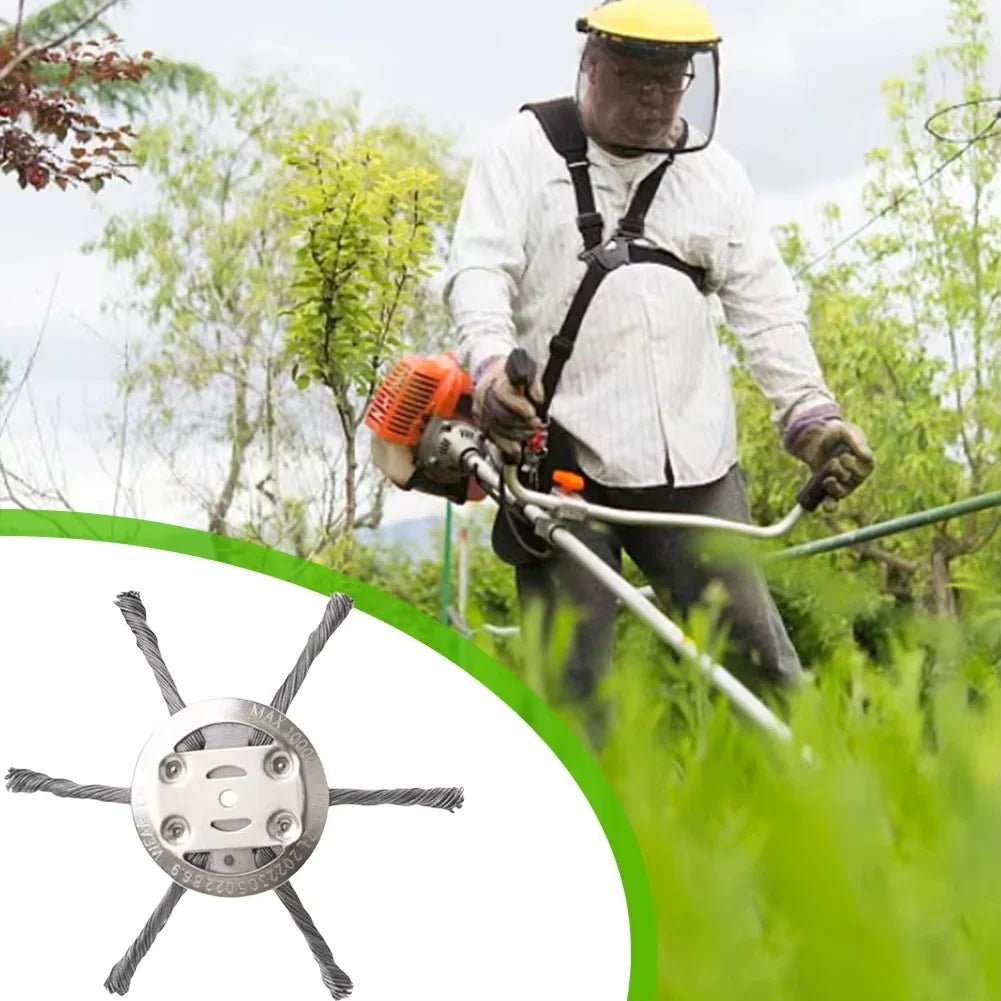 Weed Brush Attachment Rotating Steel Wires Universal Trimmer Fit