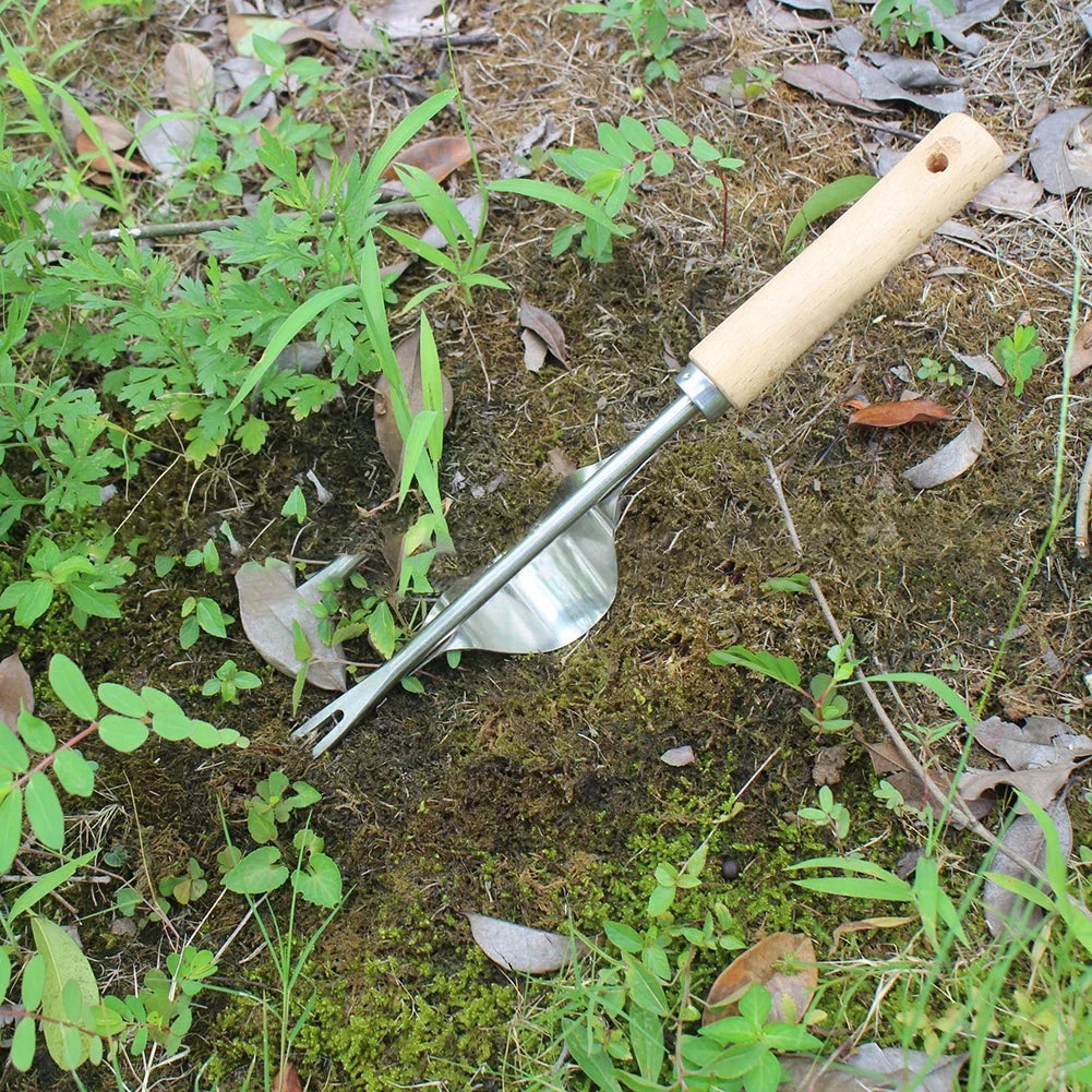 Weeder V-Shaped Head Long Wooden Handle