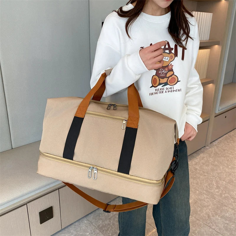 Weekend Duffle Bag Large Capacity Water-Resistant Padded Shoulder Straps