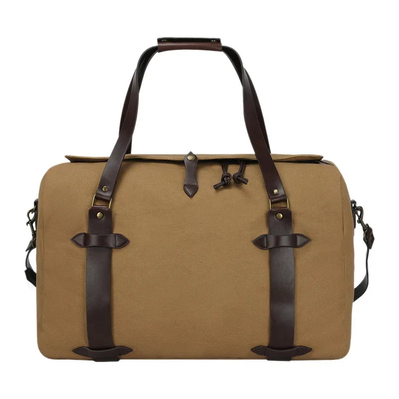 Weekender Bag Canvas Leather Accents Padded Adjustable Handles