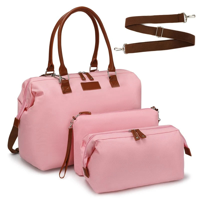 Weekender Bag Set Large Capacity Water-Resistant Fabric Two Organizers