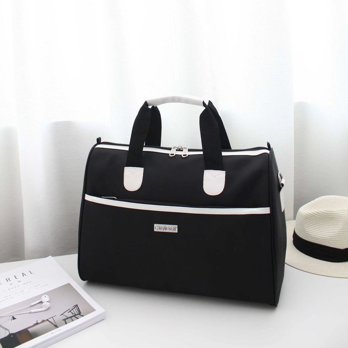 Weekender Duffel Bag Elephant Print & Detachable Shoulder Strap