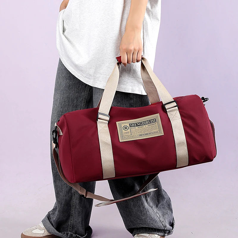 Weekender Duffel Bag Water-Resistant Fabric Multiple Pockets Carry-On Friendly