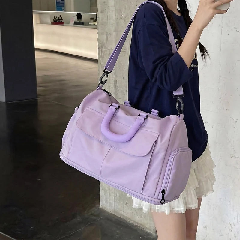 Weekender Duffle Bag Canvas Multiple Pockets & Adjustable Shoulder Strap