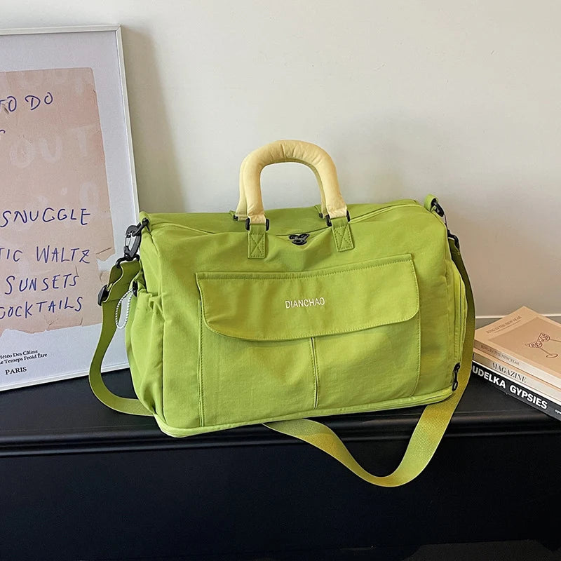 Weekender Duffle Bag Canvas Multiple Pockets & Adjustable Shoulder Strap