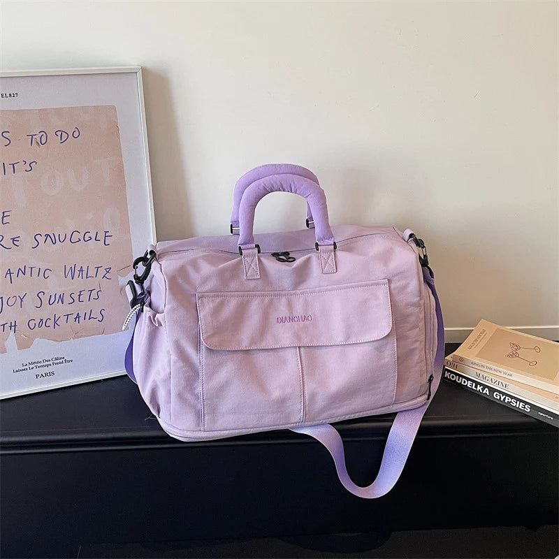 Weekender Duffle Bag Canvas Multiple Pockets & Adjustable Shoulder Strap