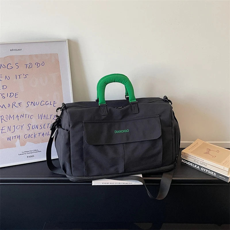 Weekender Duffle Bag Canvas Multiple Pockets & Adjustable Shoulder Strap