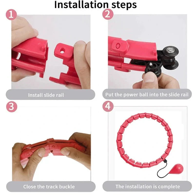 Weighted Hula Hoop Adjustable Sections & Auto-Spin Ball