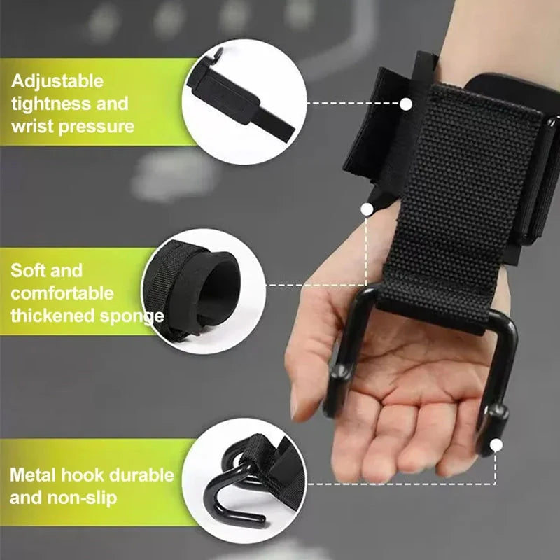Weightlifting Hooks Steel Slip-Resistant Wrist Support