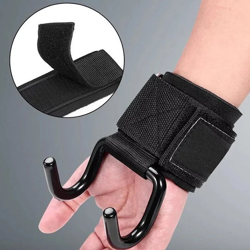 Weightlifting Hooks Steel Slip-Resistant Wrist Support