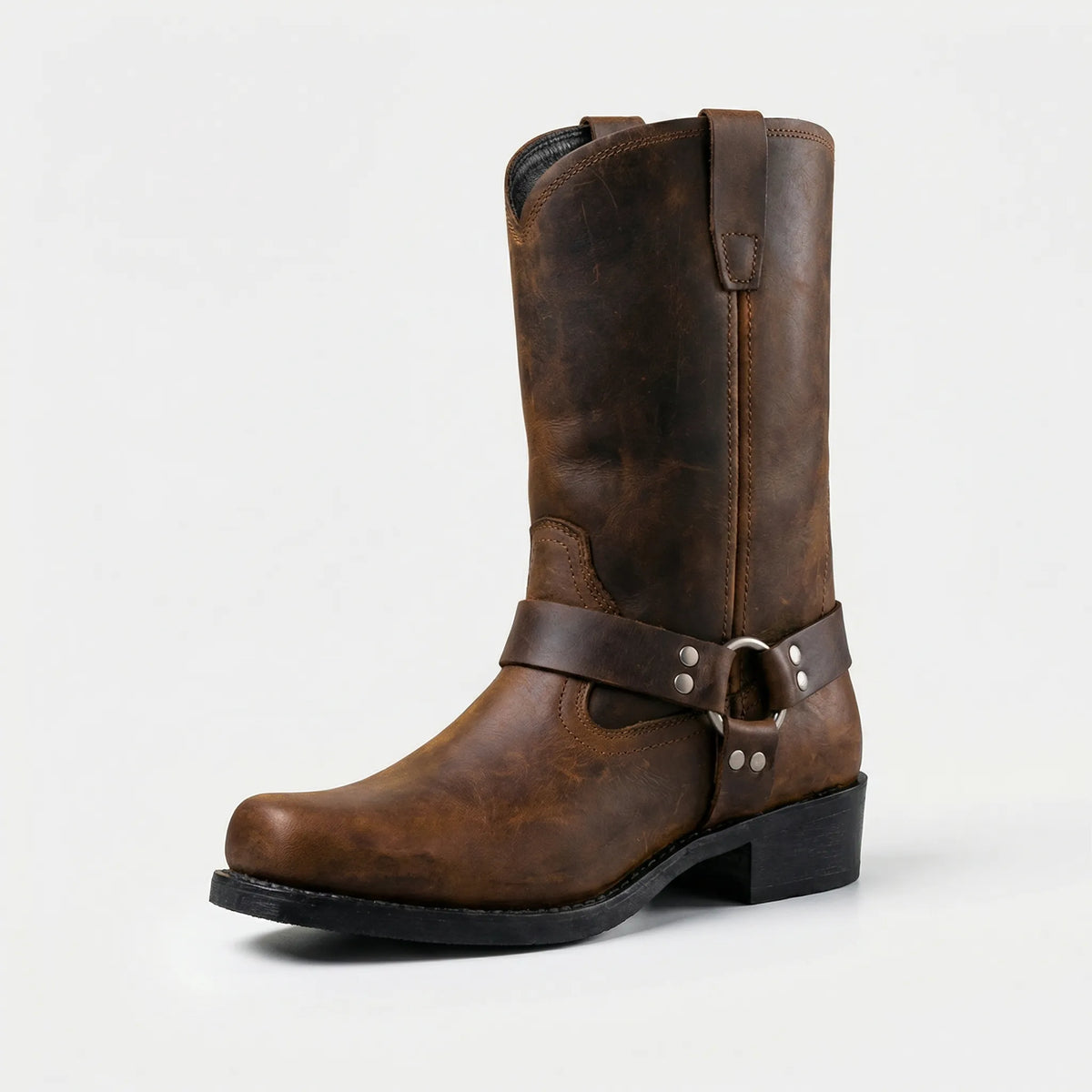 Western Boots Tall Shaft Harness Strap Cushioned Insole
