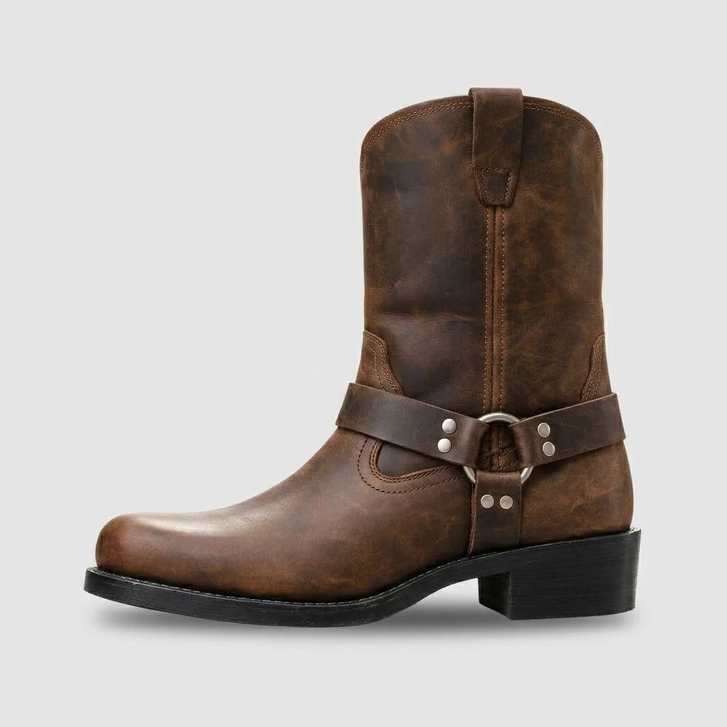 Western Boots Tall Shaft Harness Strap Cushioned Insole