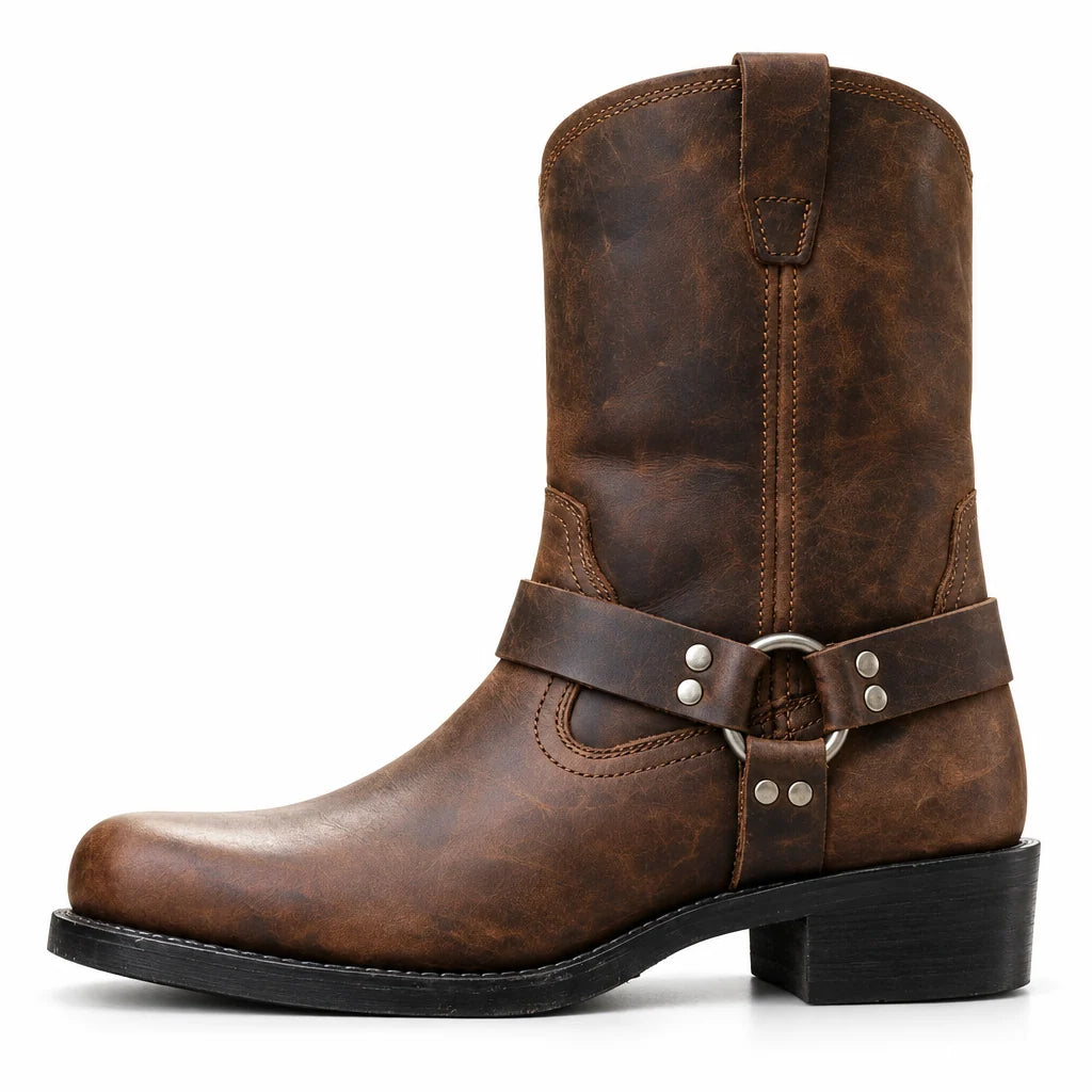 Western Boots Tall Shaft Harness Strap Cushioned Insole