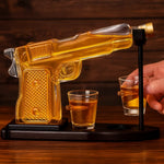 Whiskey Decanter Set Gun-Shaped With Bullet-Shaped Shot Glasses