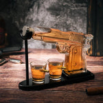 Whiskey Decanter Set Gun-Shaped With Bullet-Shaped Shot Glasses