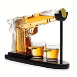 Whiskey Decanter Set Gun-Shaped With Bullet-Shaped Shot Glasses