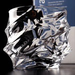 Whiskey Glass Crystal Wavy Textured Design