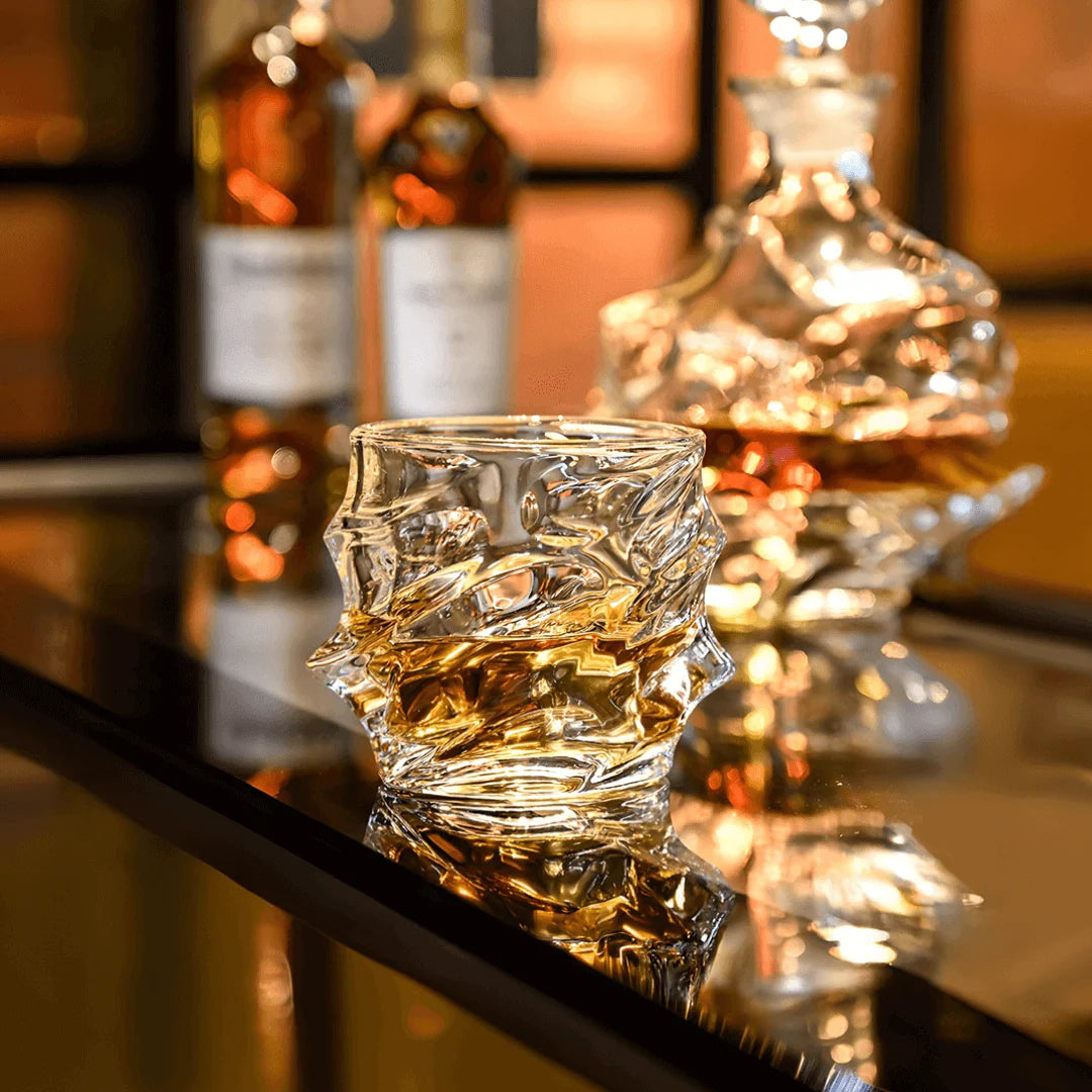 Whiskey Glass Crystal Wavy Textured Design