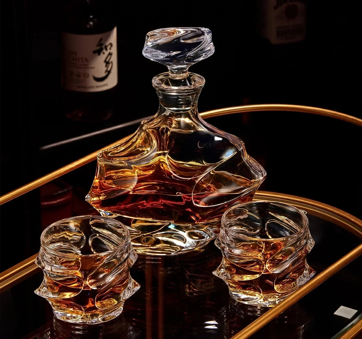 Whiskey Glass Crystal Wavy Textured Design