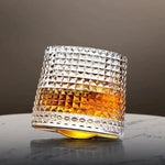 Whiskey Glasses Rotating Lead-Free Crystal Dishwasher-Safe