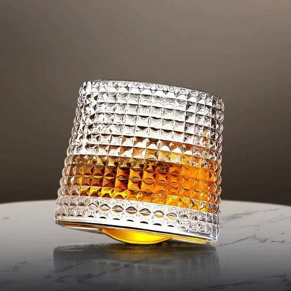 Whiskey Glasses Rotating Lead-Free Crystal Dishwasher-Safe
