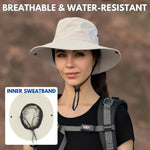 Wide Brim Sun Hat UPF50+ Ponytail Hole Packable