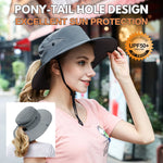 Wide Brim Sun Hat UPF50+ Ponytail Hole Packable