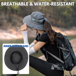 Wide Brim Sun Hat UPF50+ Ponytail Hole Packable