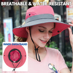 Wide Brim Sun Hat UPF50+ Ponytail Hole Packable