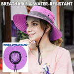 Wide Brim Sun Hat UPF50+ Ponytail Hole Packable