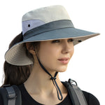 Wide Brim Sun Hat UPF50+ Ponytail Hole Packable