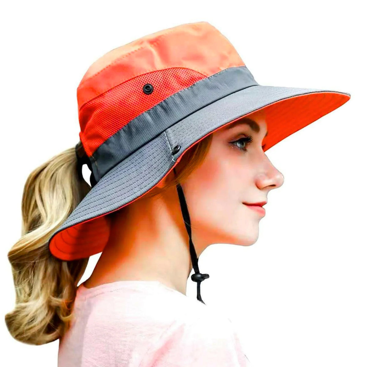 Wide Brim Sun Hat UPF50+ Ponytail Hole Packable