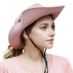 Wide Brim Sun Hat UPF50+ Ponytail Hole Packable