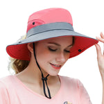 Wide Brim Sun Hat UPF50+ Ponytail Hole Packable