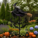 Wind Spinner Weather-Resistant Metal Halloween Witch Design