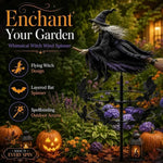 Wind Spinner Weather-Resistant Metal Halloween Witch Design