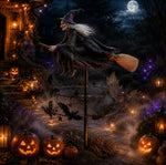 Wind Spinner Weather-Resistant Metal Halloween Witch Design