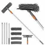 Window Cleaning Tool 2-in-1 Scrubber & Squeegee Telescopic Pole