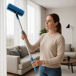 Window Cleaning Tool 2-in-1 Scrubber & Squeegee Telescopic Pole