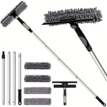 Window Cleaning Tool 2-in-1 Scrubber & Squeegee Telescopic Pole
