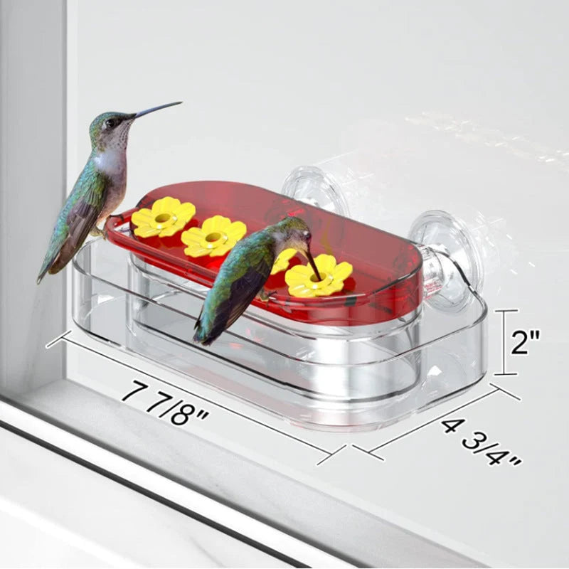 Window Hummingbird Feeder Clear Viewing Suction Mount Ant Moat